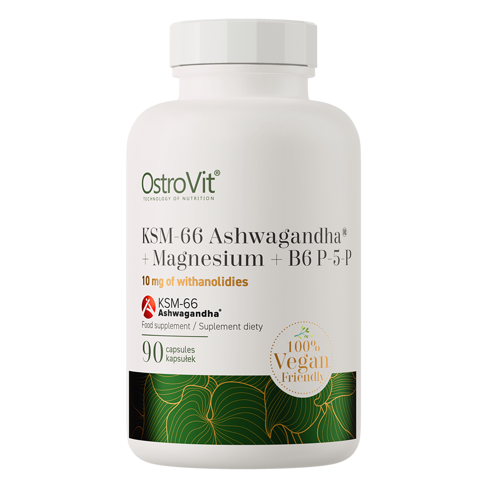 OstroVit KSM-66 Ashwagandha + Magnesium + B6 P-5-P VEGE, 90 kaps.