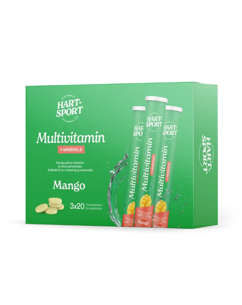Hart-Sport Multivitamin + Minerals poretabletti, 3x20 tabl. (240 g), Mango