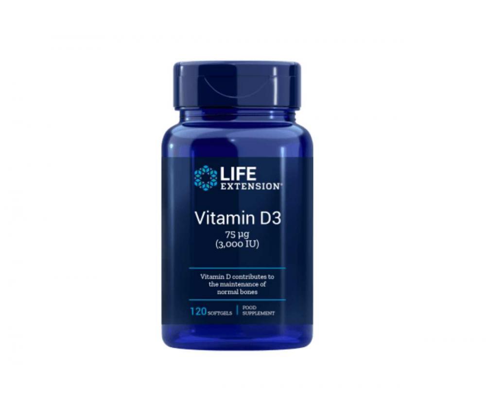 LifeExtension Vitamin D3, 3000 IU, 120 kaps.