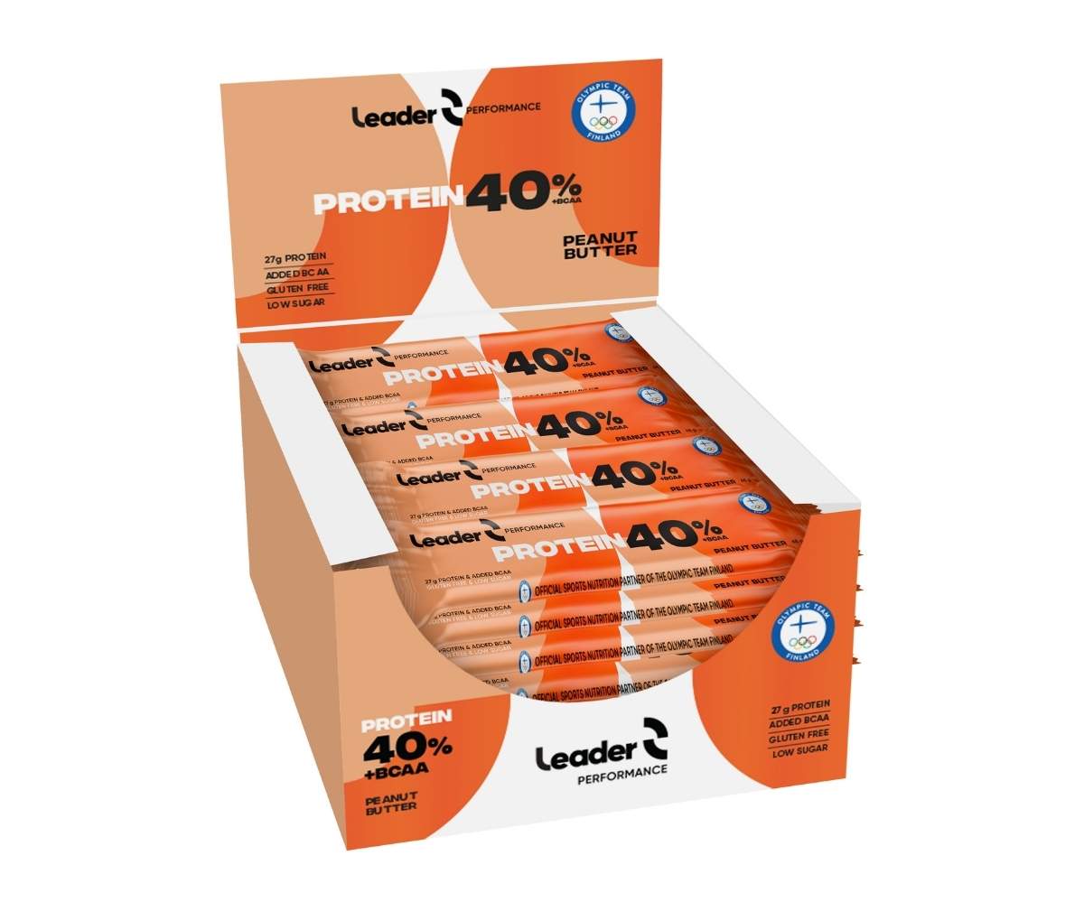 24 kpl Leader 40 % Protein + BCAA Proteiinipatukka, Peanut Butter