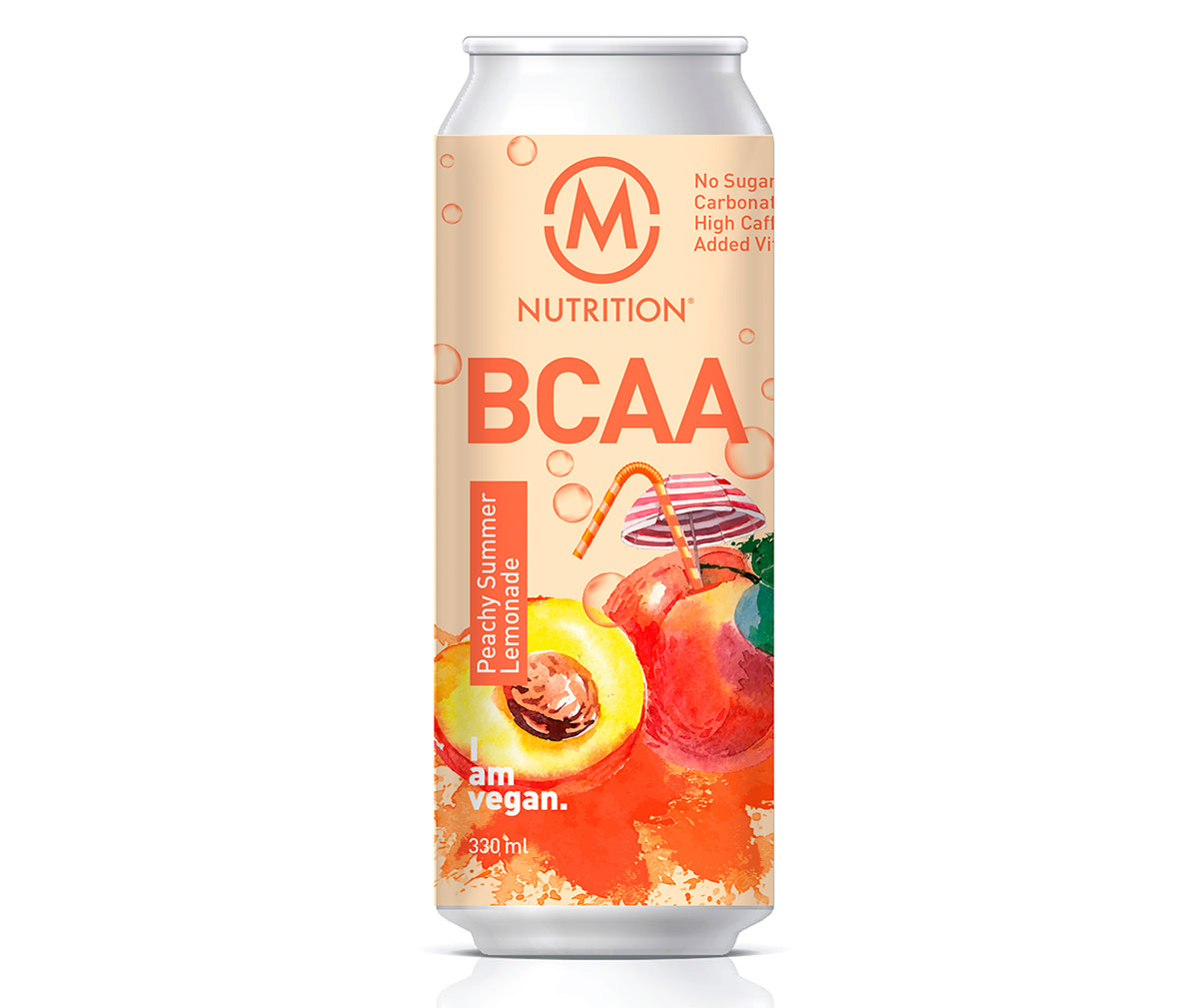 M-Nutrition BCAA-valmisjuoma, 330ml, Peachy Summer Lemonade