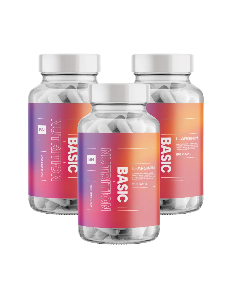 BN Big Buy: 3 kpl Basic Nutrition L-Arginiini (450 kaps.) | Black Friday