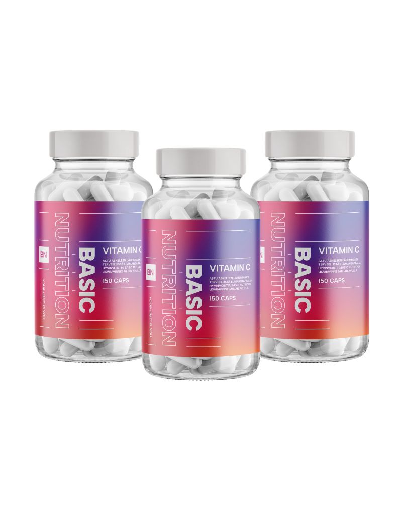 Big Buy: 3 kpl Basic Nutrition Vitamin C (450 kaps.)