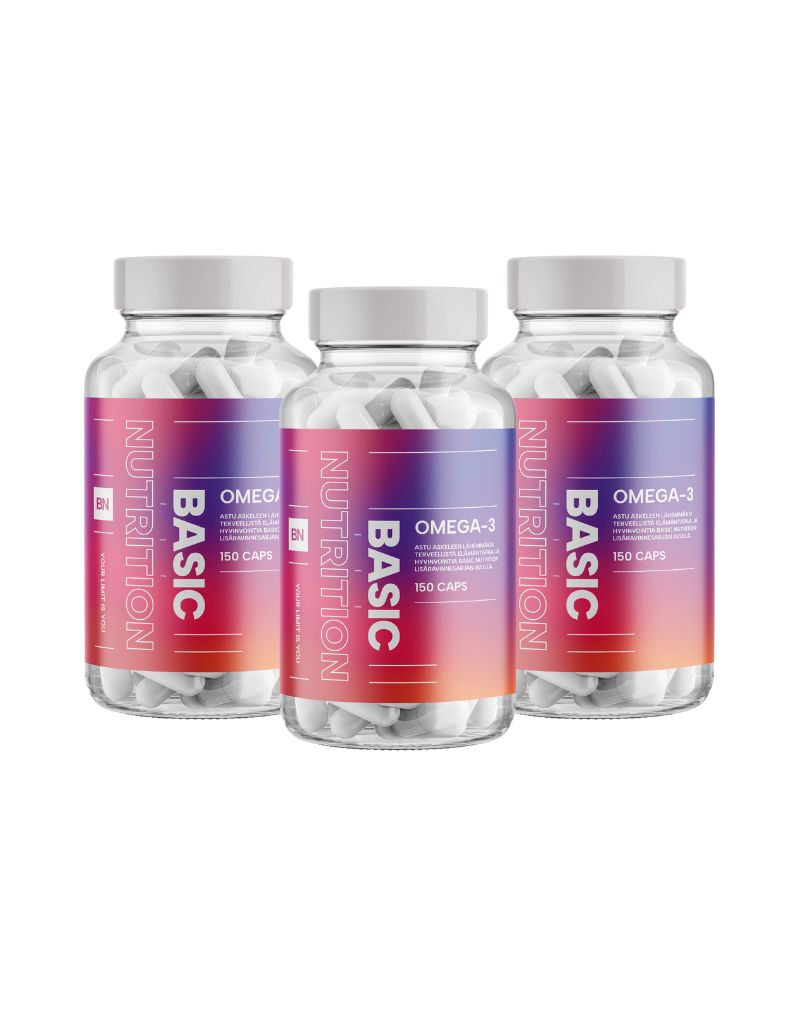 Big Buy: 3 kpl Basic Nutrition Omega-3 (450 kaps.)
