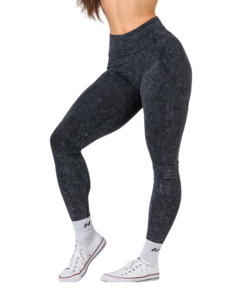 NEBBIA Washed High Waisted Leggings Gym Warrior 776, Black