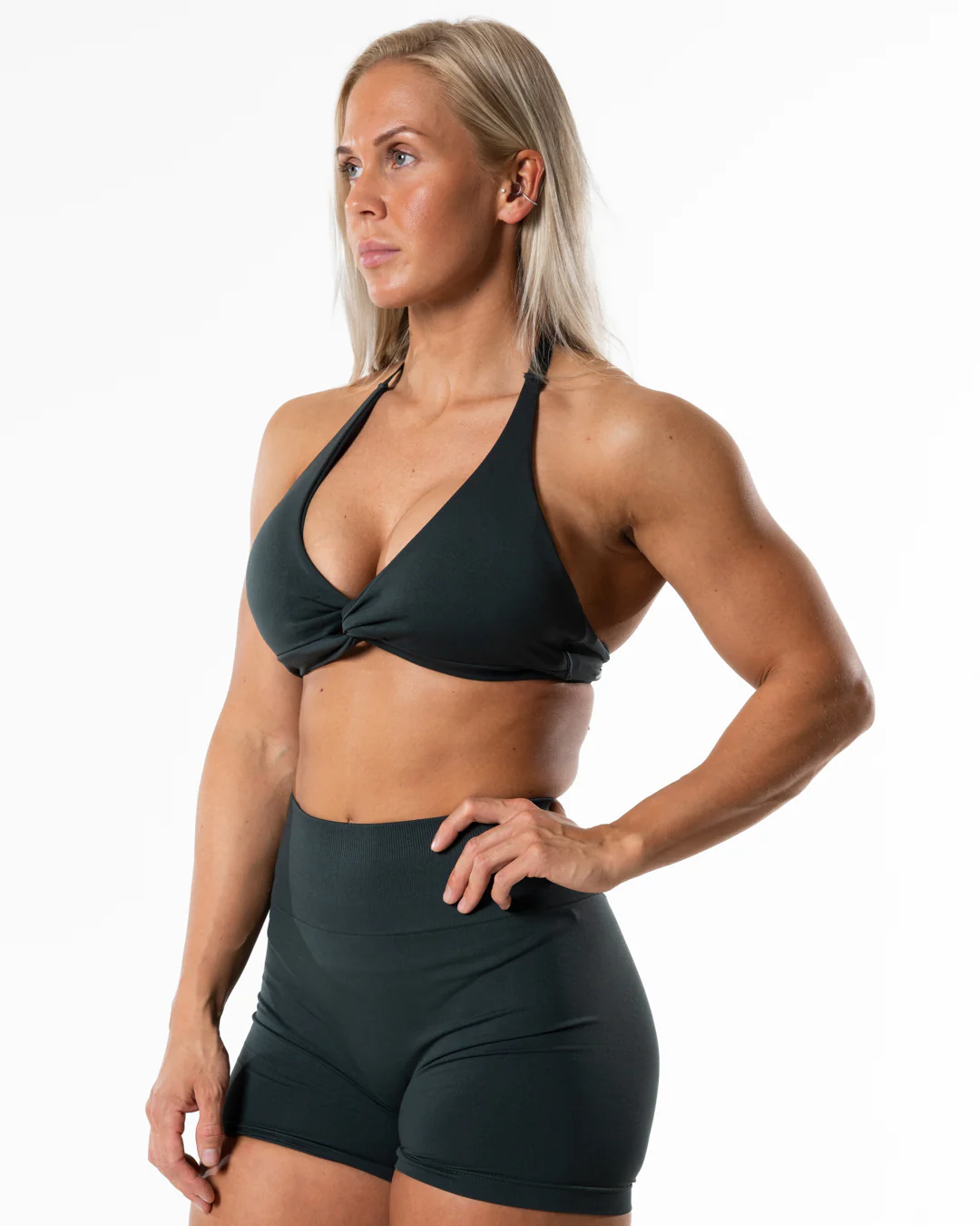 Relode Prime Halterneck Top, Deep Green