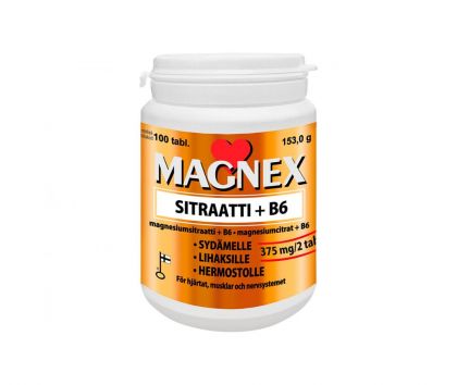Magnex Sitraatti 375 mg + B6, 100 tabl