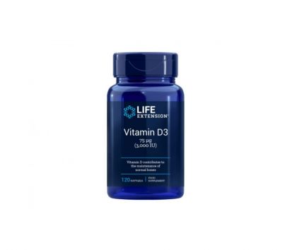 LifeExtension Vitamin D3, 75 mcg, 3000 IU, 120 kaps