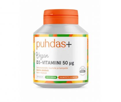 Puhdas+ Kasviperäinen D3-vitamiini 50 µg, 60 kaps.