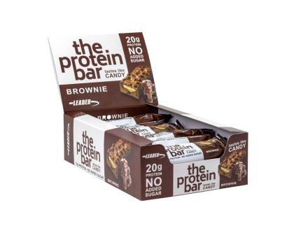 18 kpl Leader The Protein Bar 55 g, Brownie (23.6.2022)