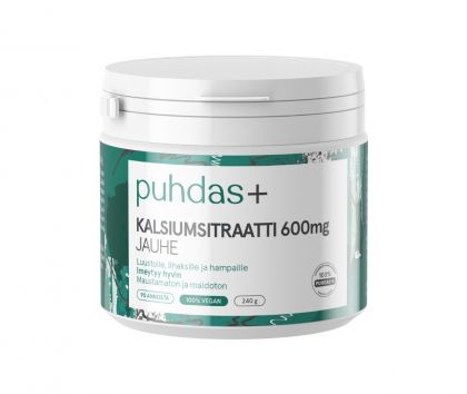 Puhdas+ Kalsiumsitraatti 600 mg (240 g) (päiväys 11/22)
