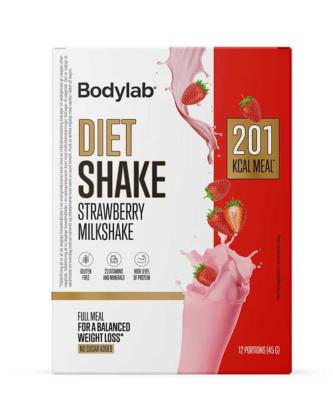Bodylab Diet Shake, 12 x 45 g, Strawberry Milkshake