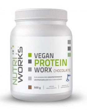 Nutri Works Vegan Protein WorX 500 g, Chocolate, päiväys 10/22