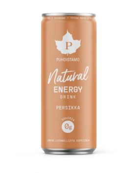 Puhdistamo Natural Energy Drink, 330 ml, Persikka