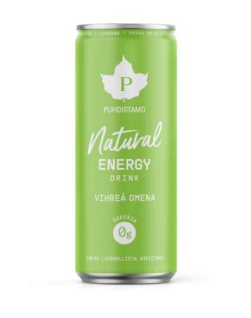 Puhdistamo Natural Energy Drink, 330 ml, Vihreä Omena