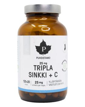 Puhdistamo Tripla Sinkki + C, 25 mg, 240 kaps. (Kampanjakoko!)